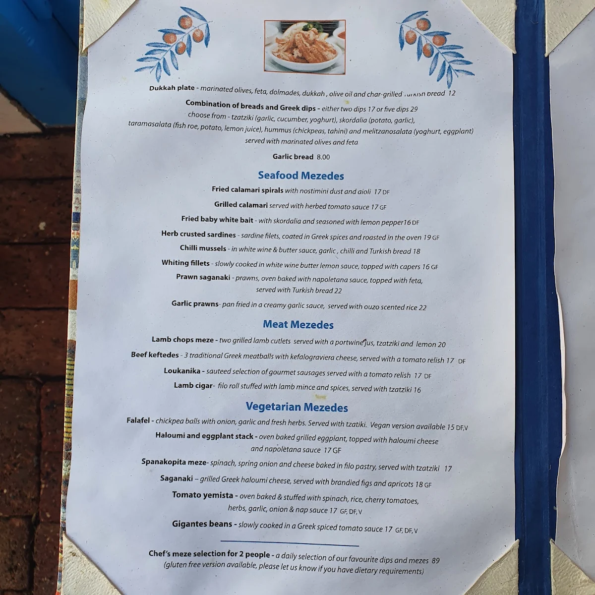 Menu, Yiamas Perth