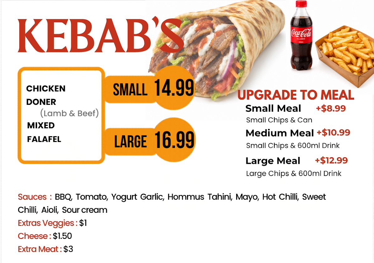 Menu, AC VILLAGE KEBAB AND PIZZA