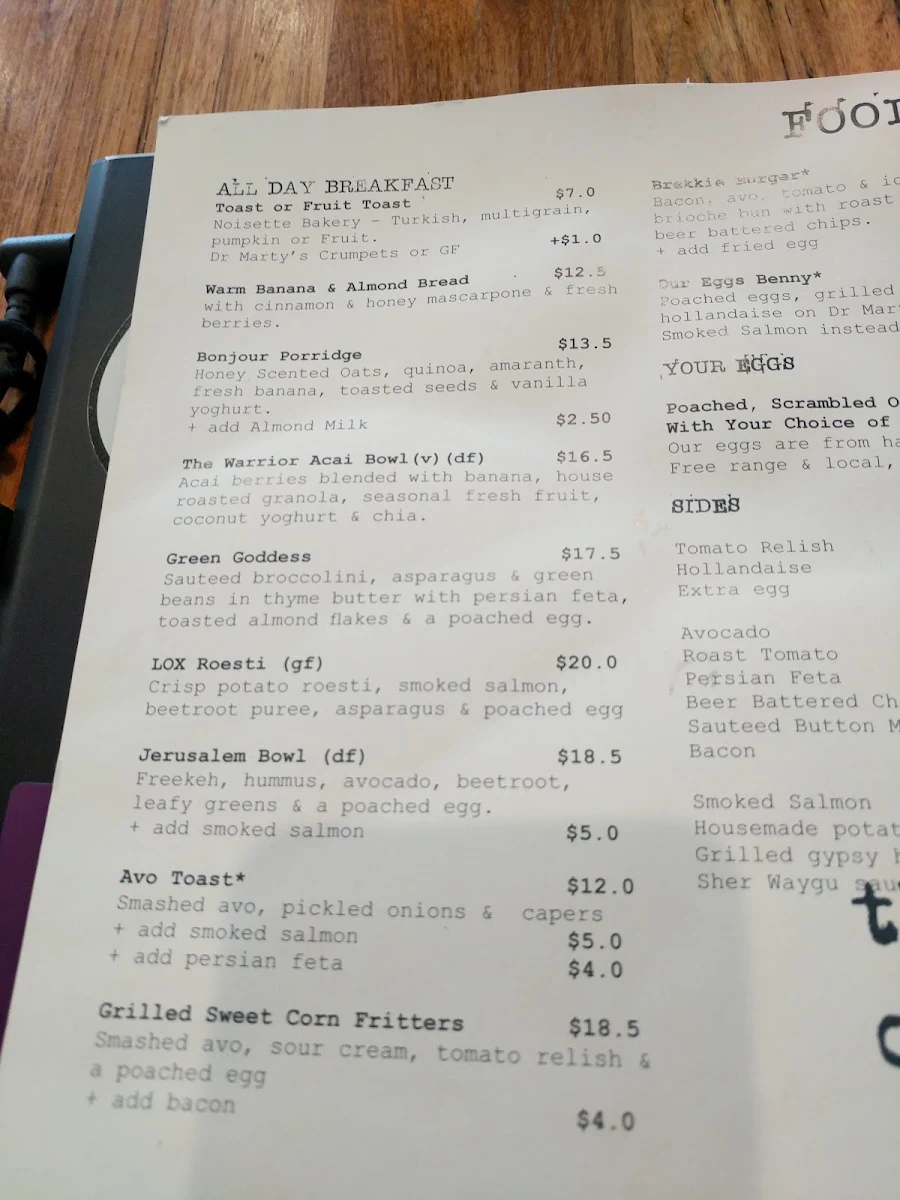 Menu, The Little Ox