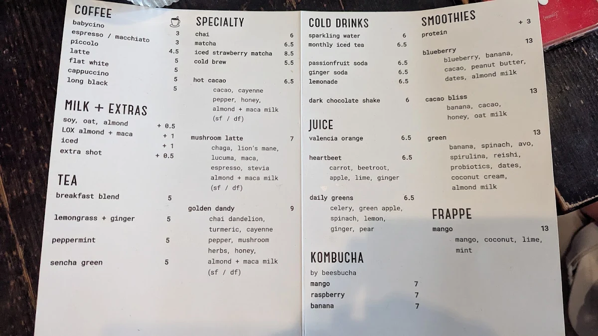 Menu, Lox Stock & Barrel