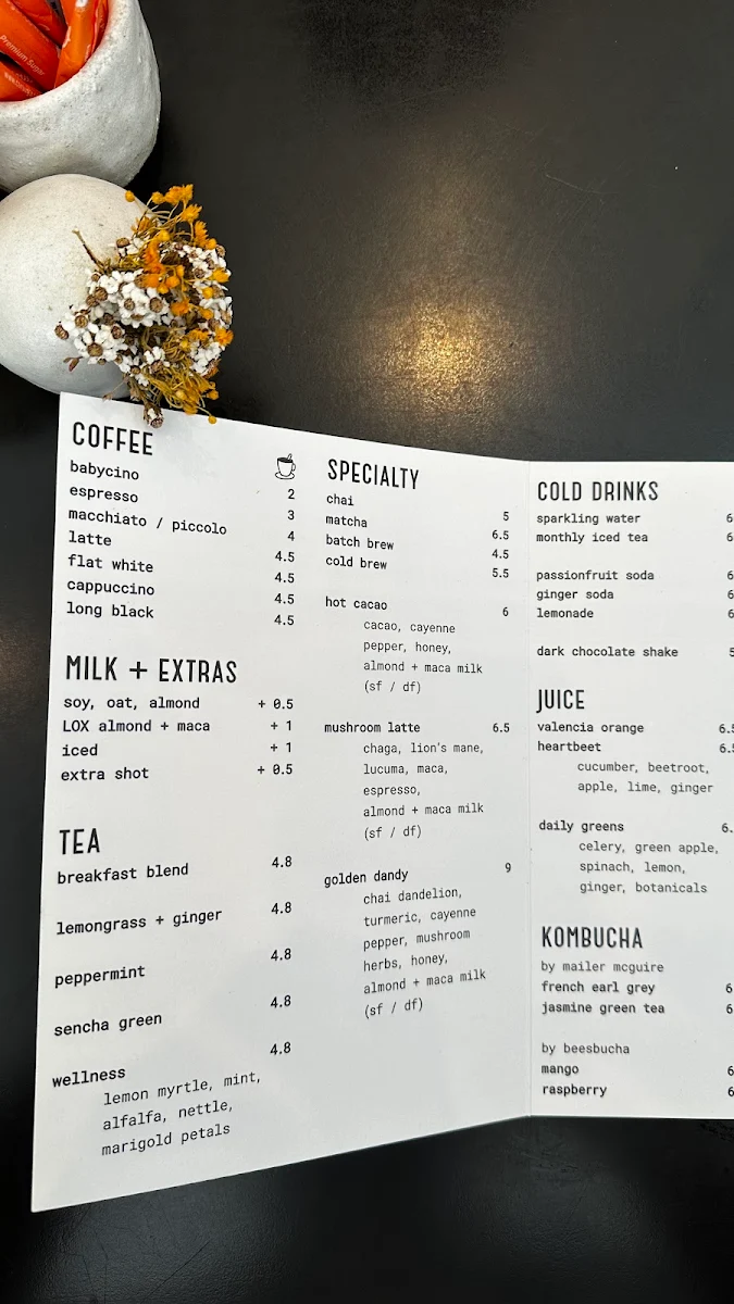 Menu, Lox Stock & Barrel