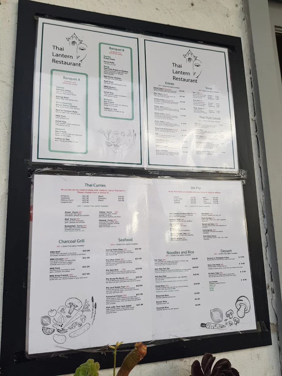 Menu, Thai Lantern Restaurant