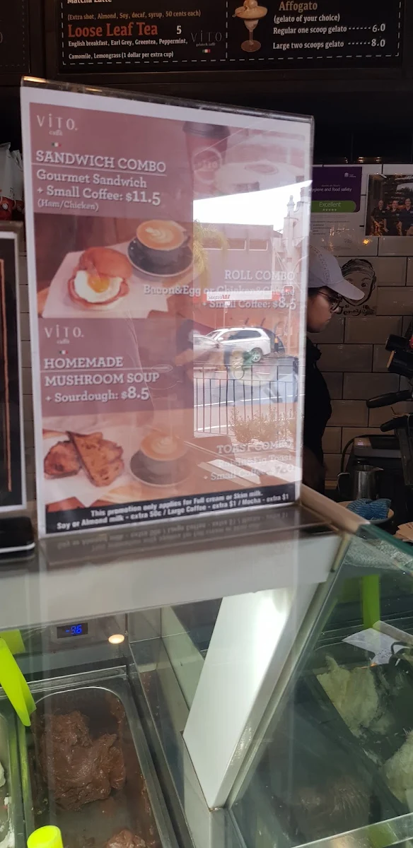 Menu, ViTo Gelato & Cafe