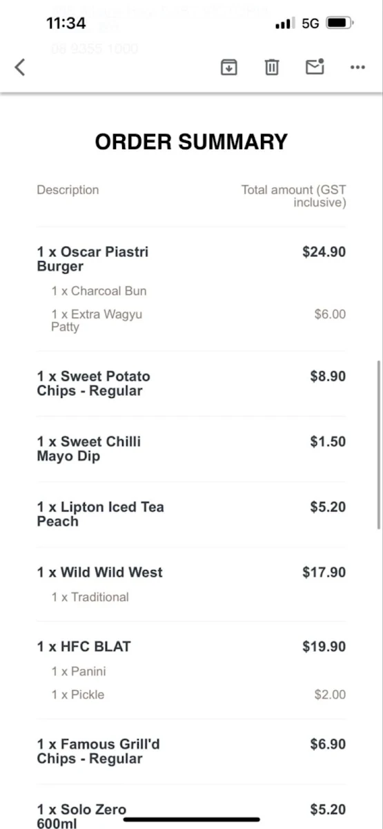 Menu, Grill'd Burgers - Victoria Park