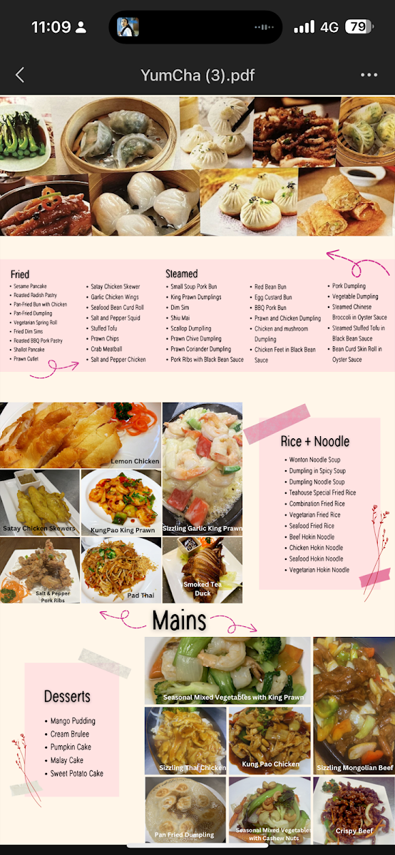 Menu, Shanghai Tea House -Burnside-