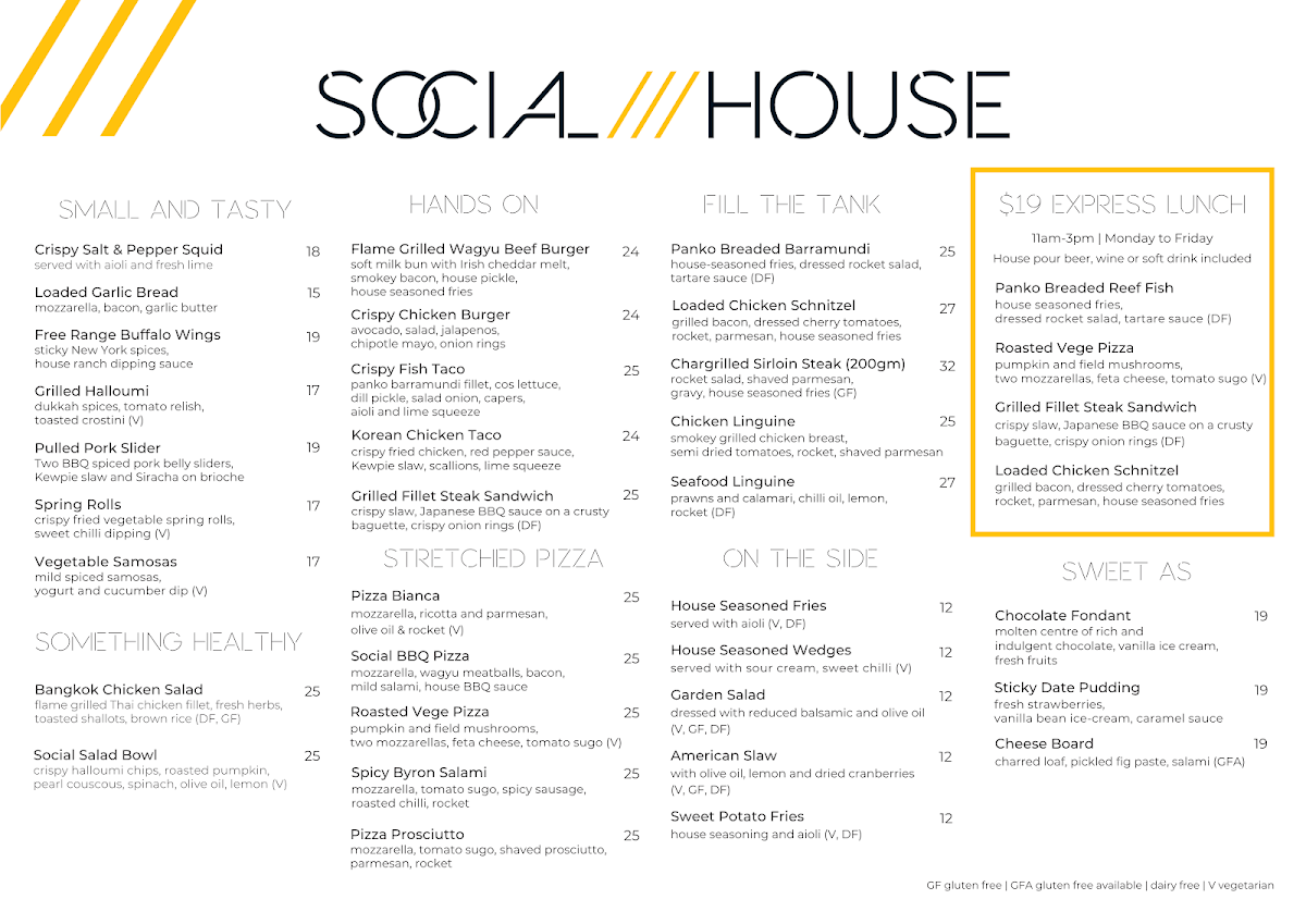 Menu, Social House