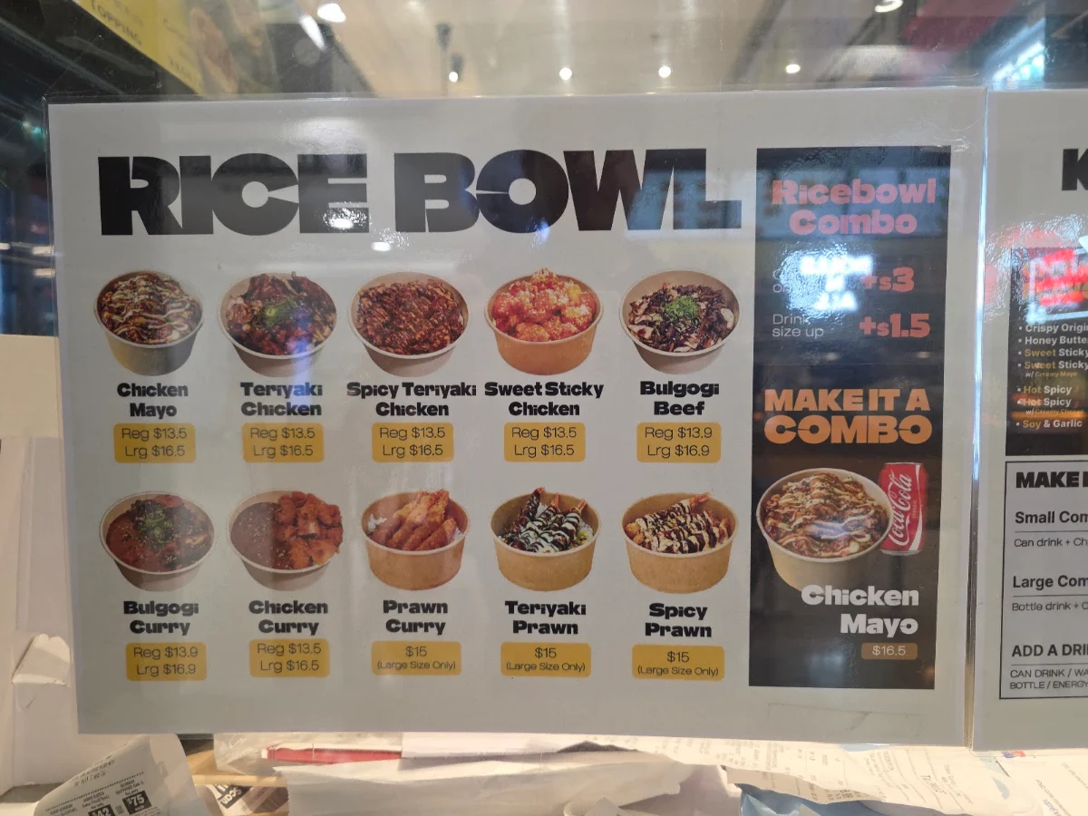 Menu, Krazy Bird Bondi Junction