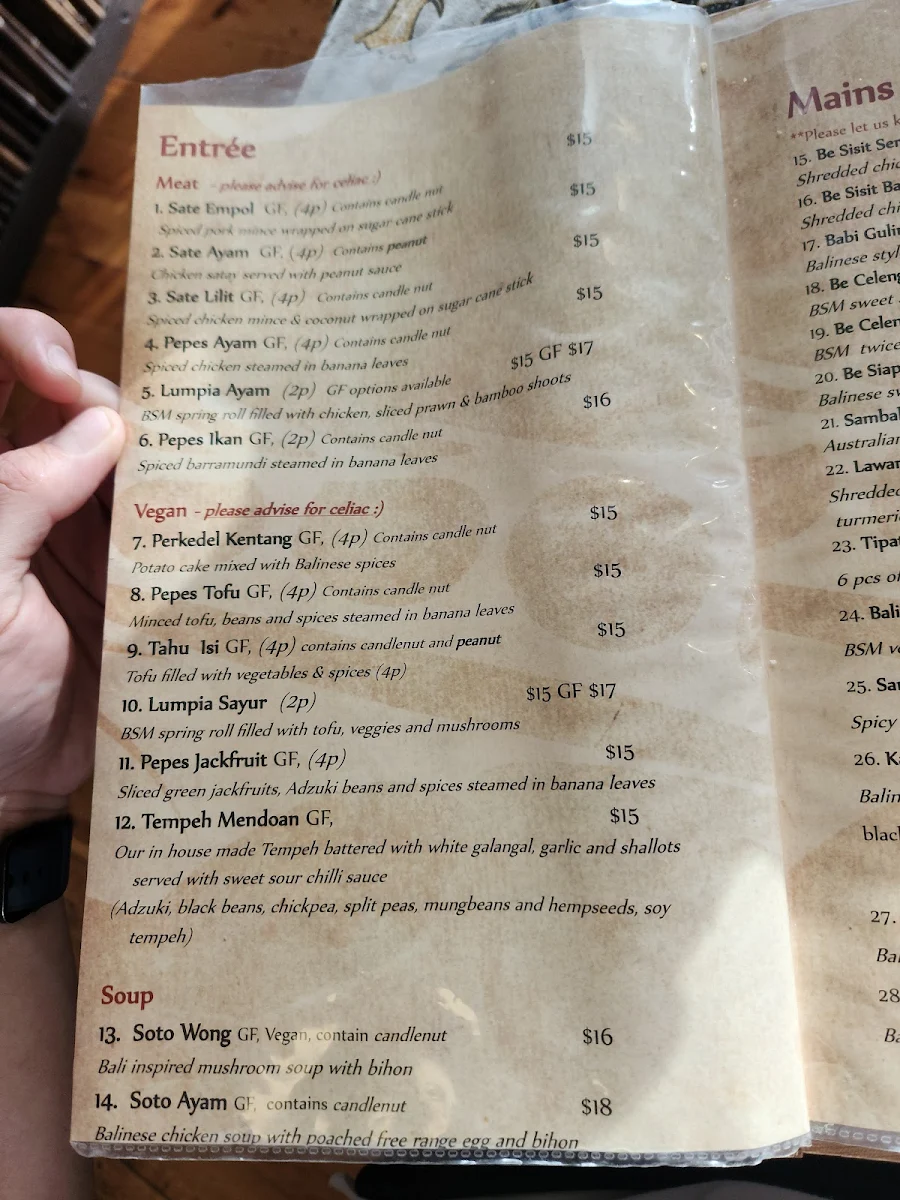 Menu, Balinese Spice Magic