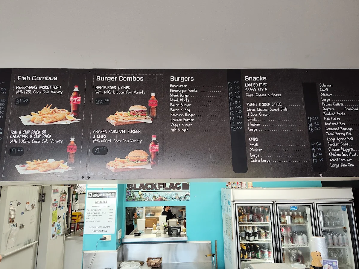 Menu, Coolum Seafood