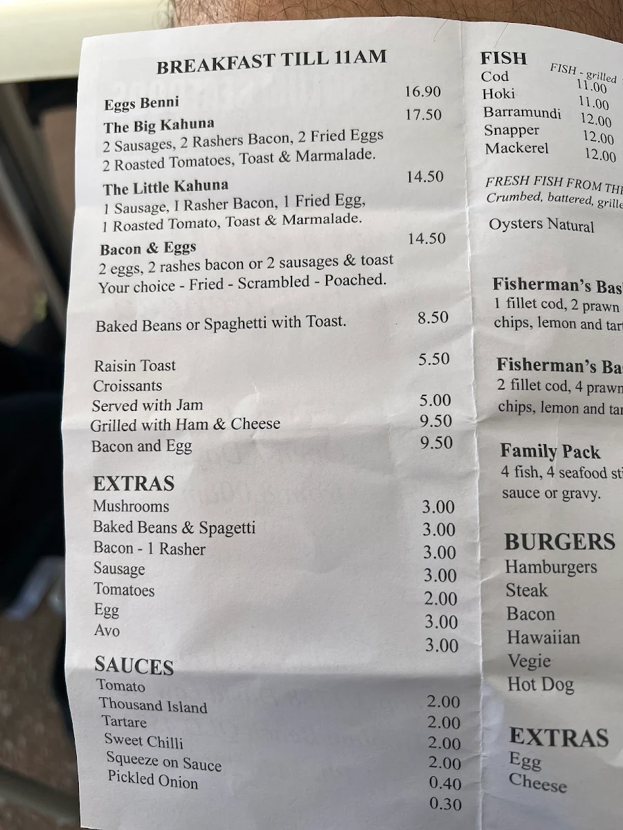 Menu, Coolum Seafood