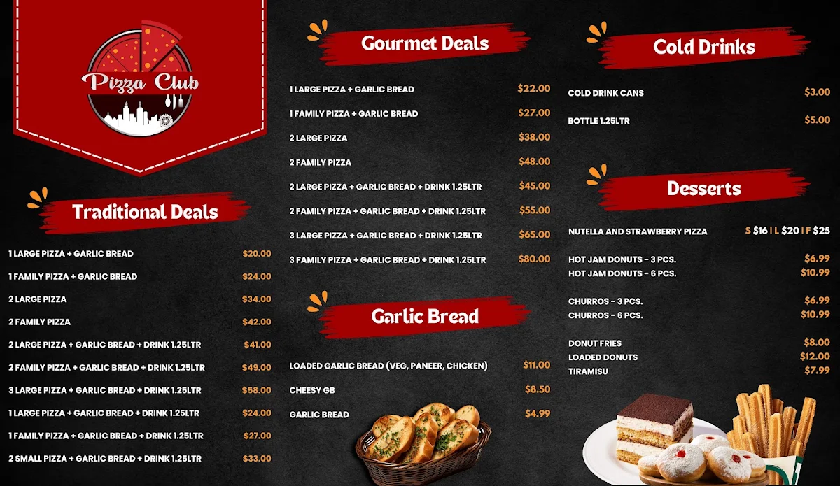 Menu, PIZZA CLUB CRAIGIEBURN