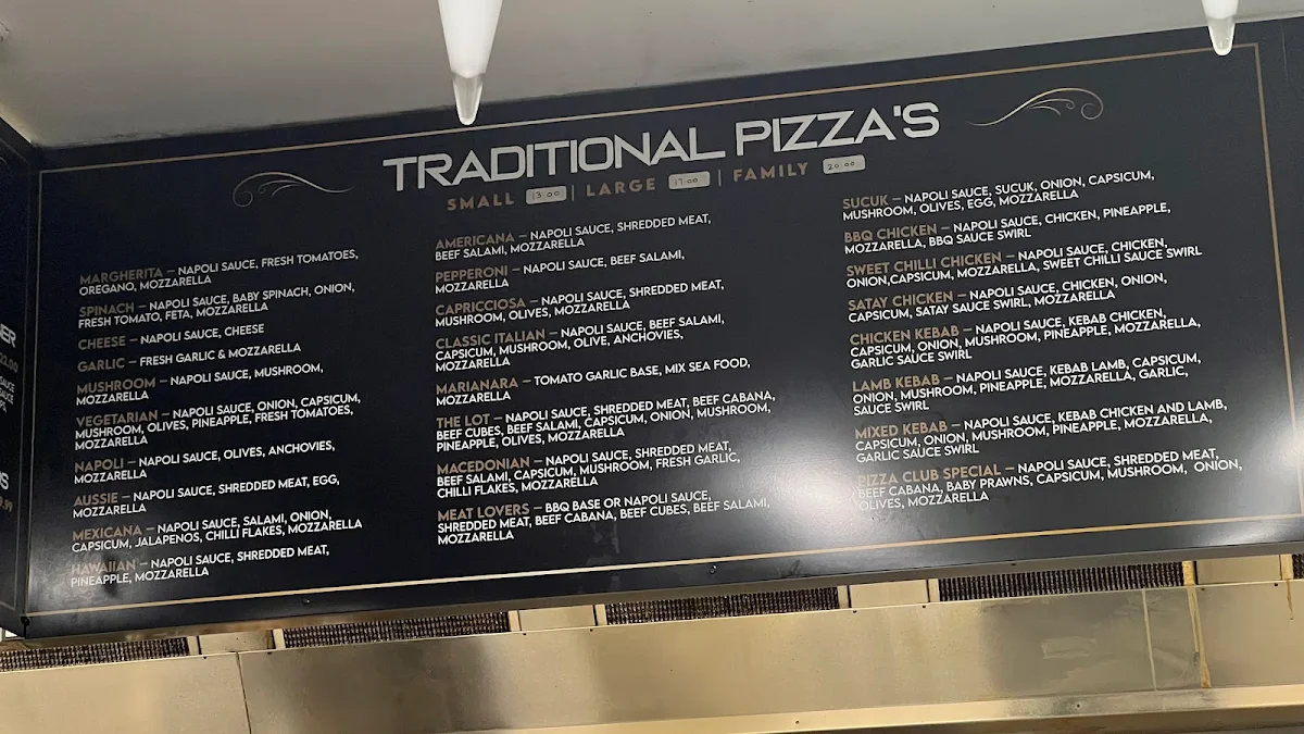 Menu, PIZZA CLUB CRAIGIEBURN