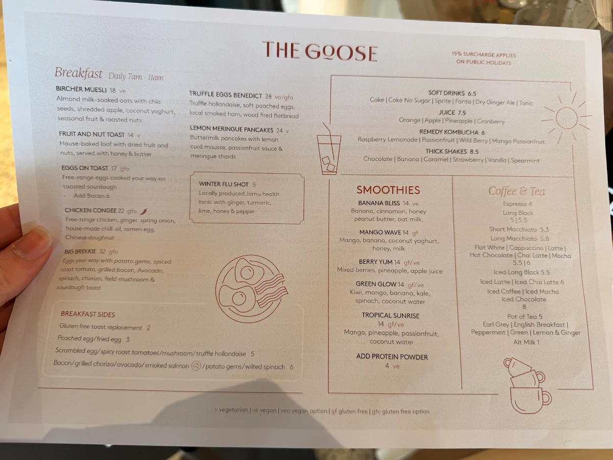 Menu, The Goose