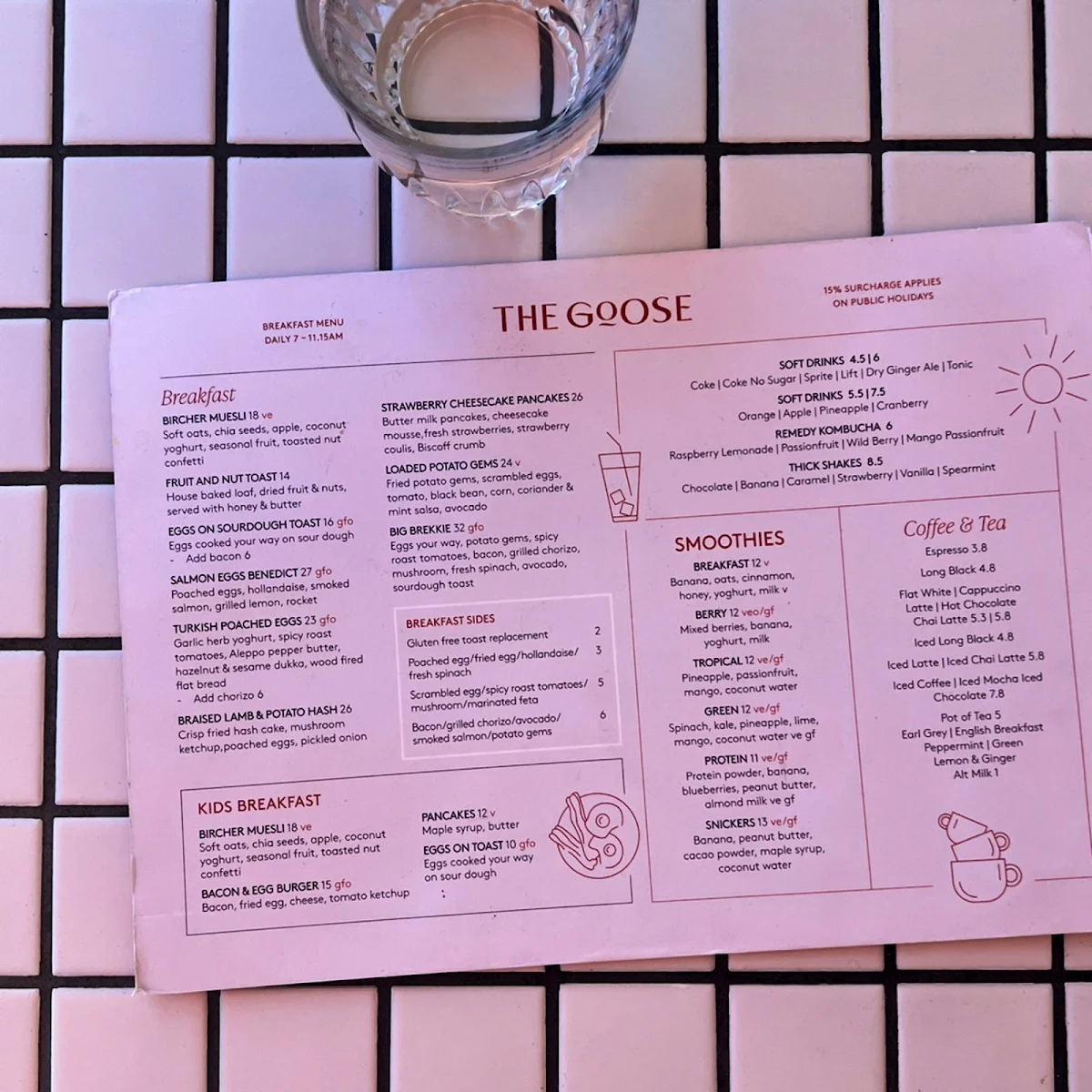 Menu, The Goose