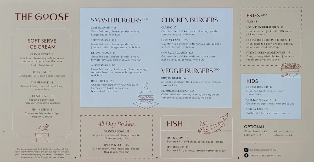 Menu, The Goose