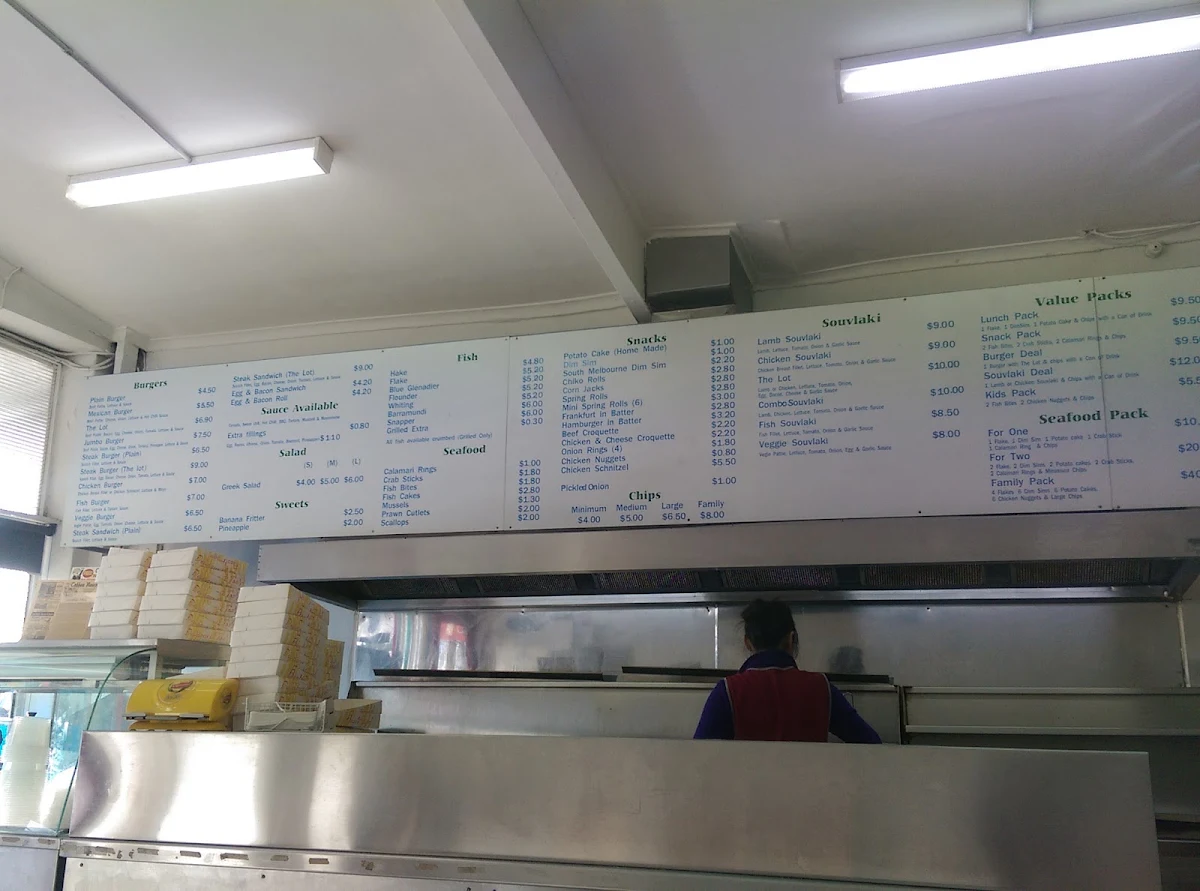 Menu, Golden Star Fish & Chips