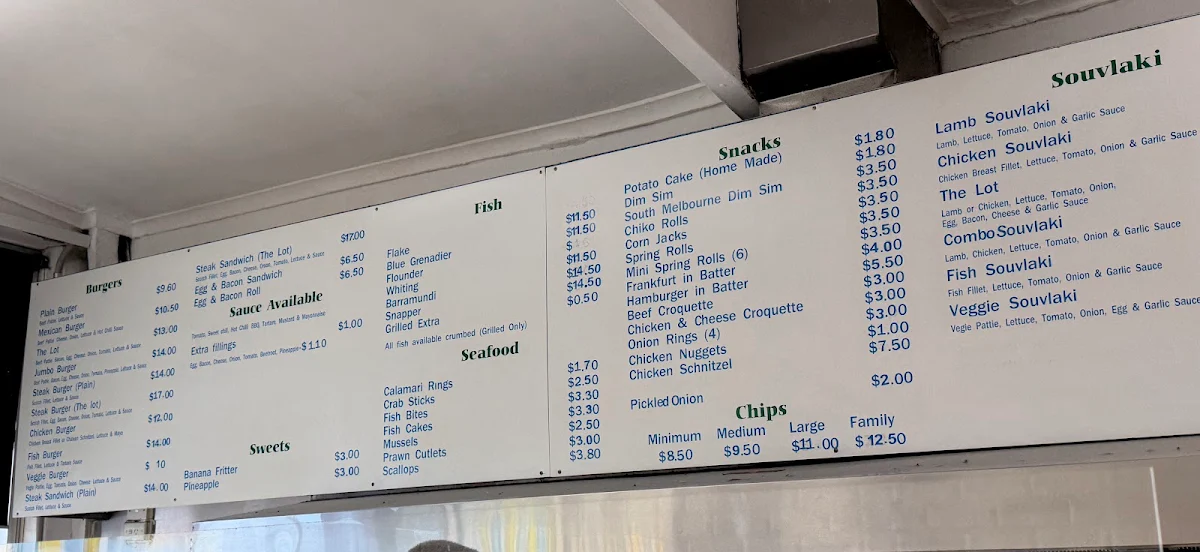 Menu, Golden Star Fish & Chips