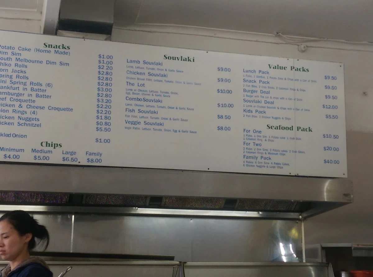 Menu, Golden Star Fish & Chips