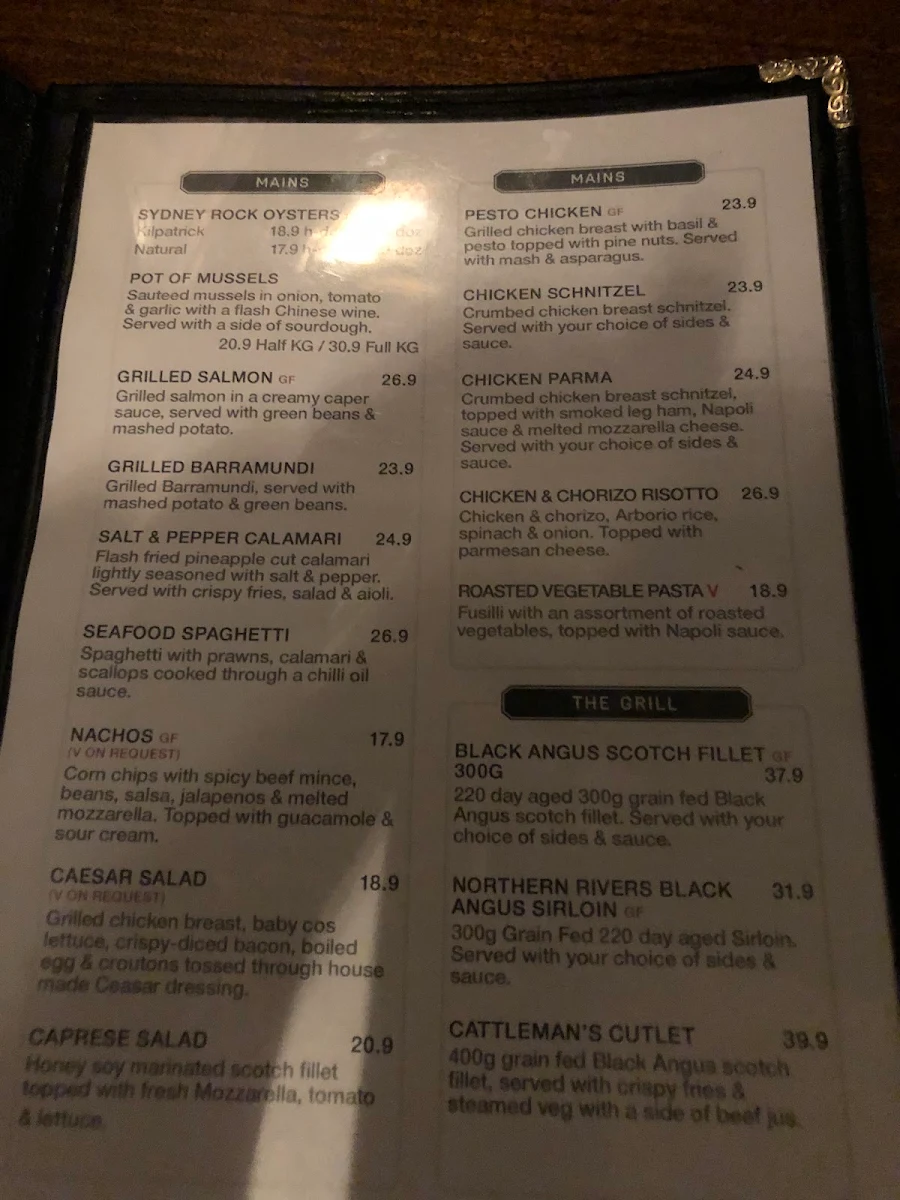 Menu, The Civic Pub