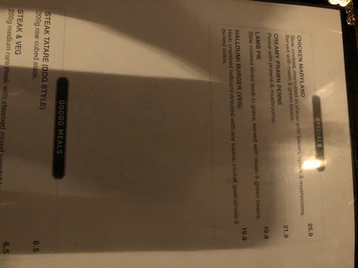Menu, The Civic Pub