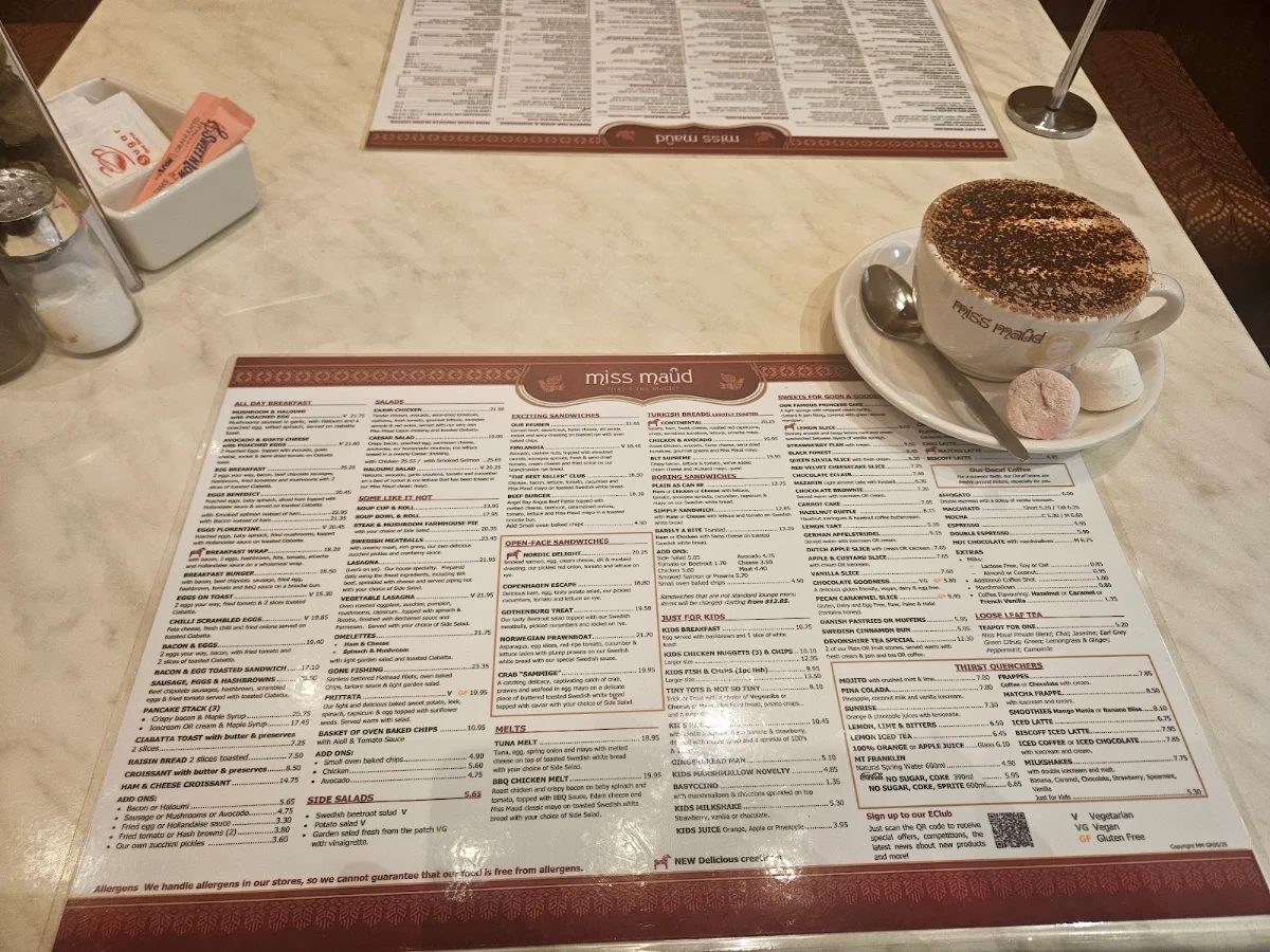 Menu, Miss Maud Innaloo