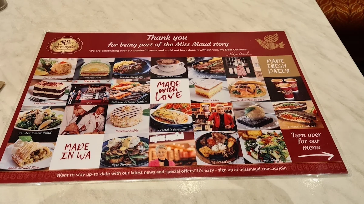 Menu, Miss Maud Innaloo