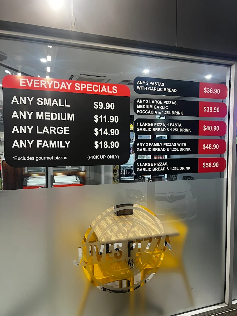 Menu, Juve's Pizza and Pasta