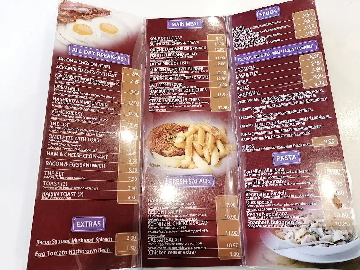 Menu, CAFÉ DIAZ