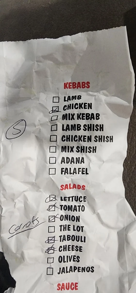 Menu, Kebab Works Turkish & Mediterranean cuisine