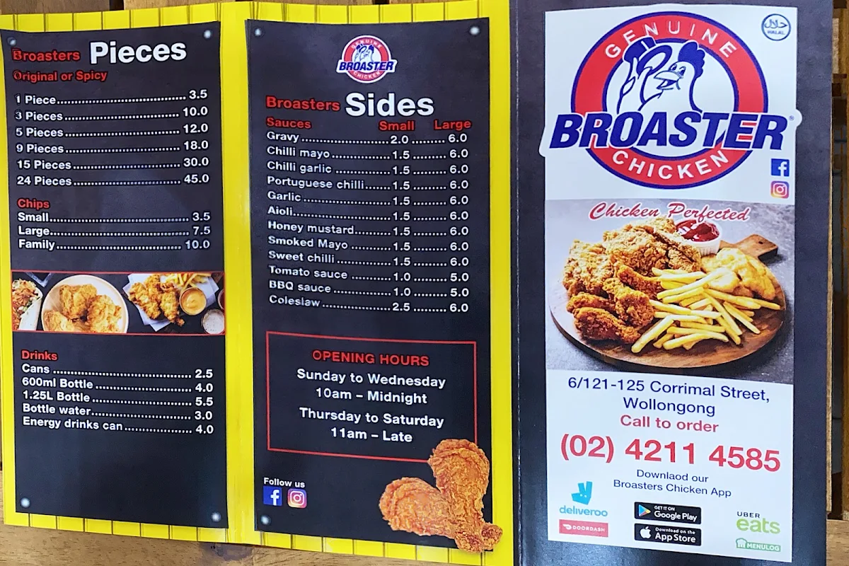 Menu, Broaster Chicken