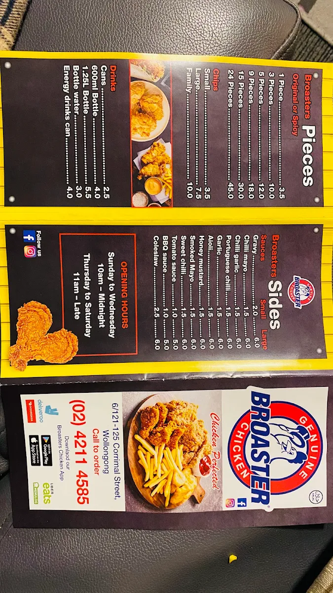 Menu, Broaster Chicken