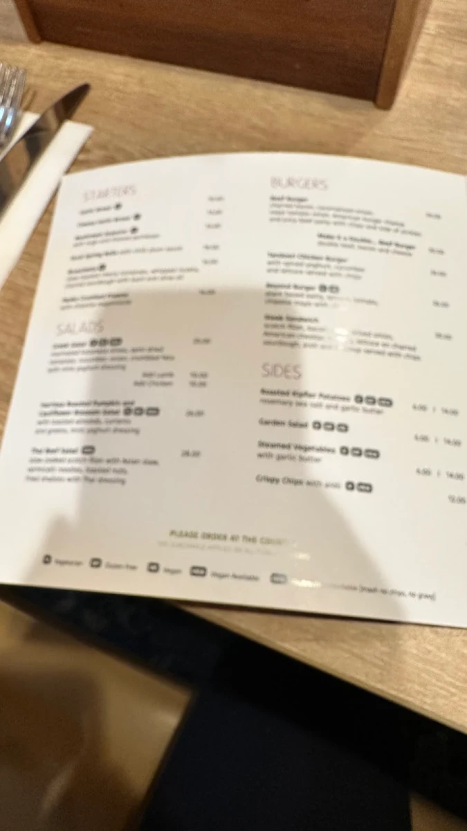 Menu, Angus & Co. Adelaide