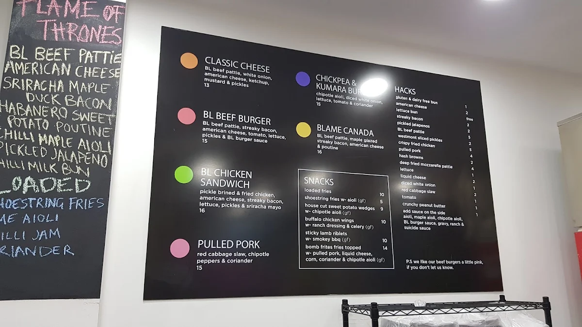 Menu, L B BURGERS