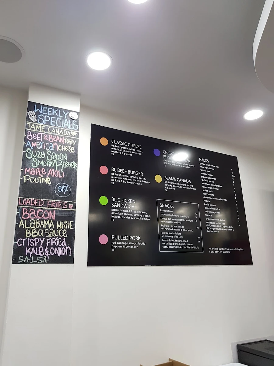 Menu, L B BURGERS