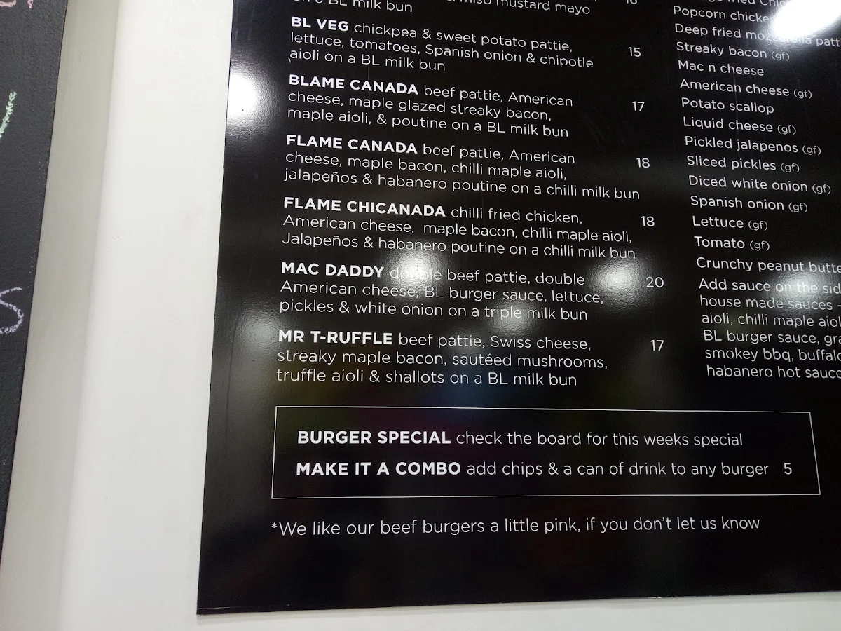 Menu, L B BURGERS