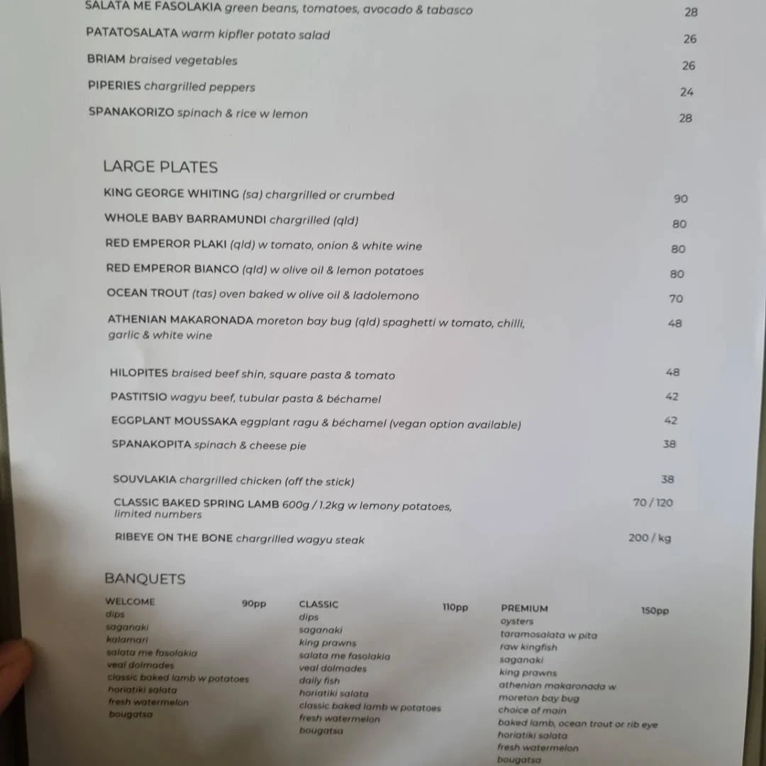 Menu, Hellenika at The Calile