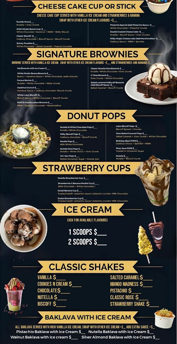 Menu, Dessert Trail