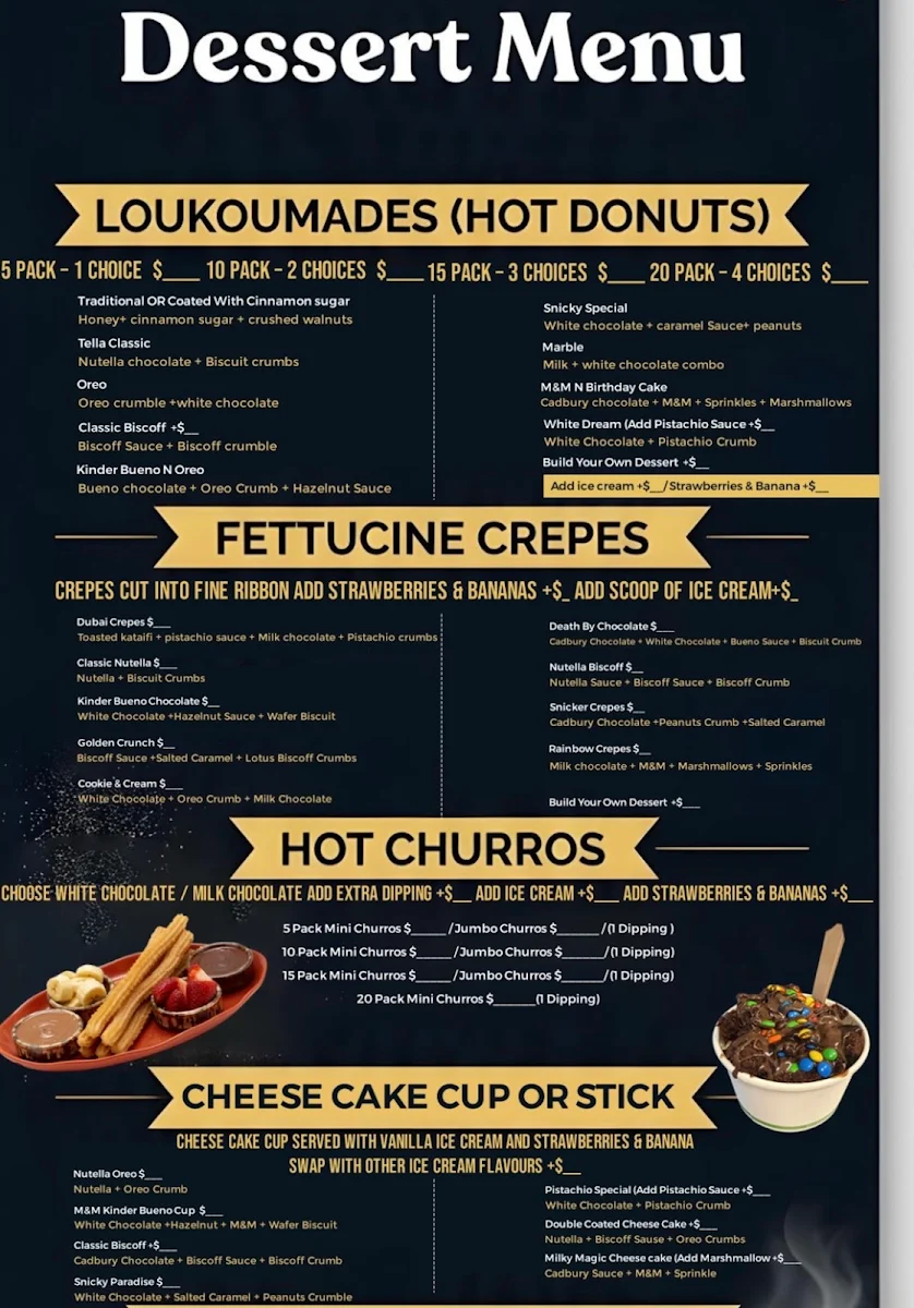 Menu, Dessert Trail