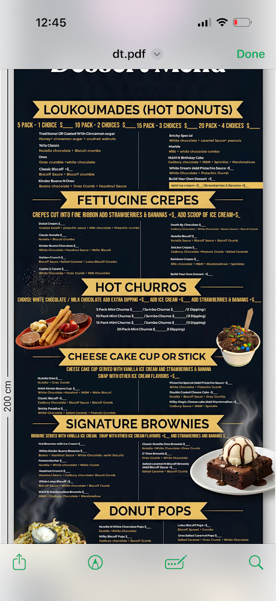 Menu, Dessert Trail