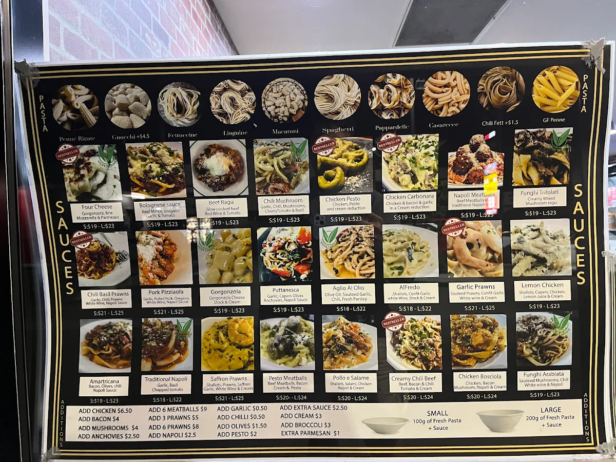 Menu, The Fraser Coast Artisan Pasta Bar