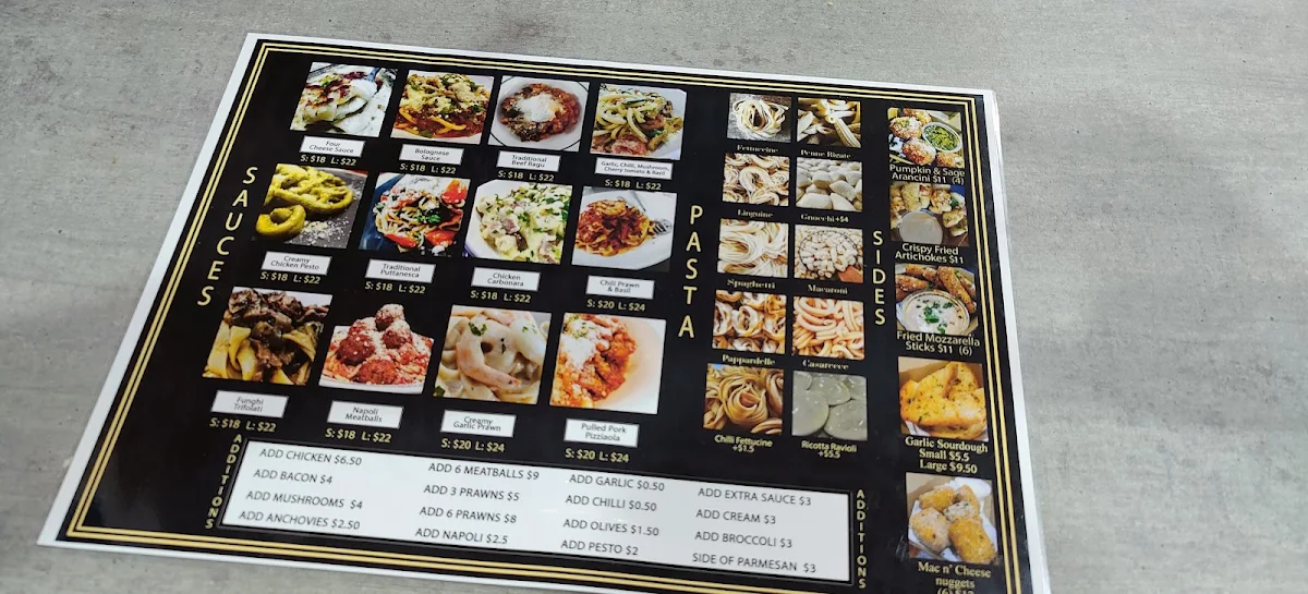 Menu, The Fraser Coast Artisan Pasta Bar