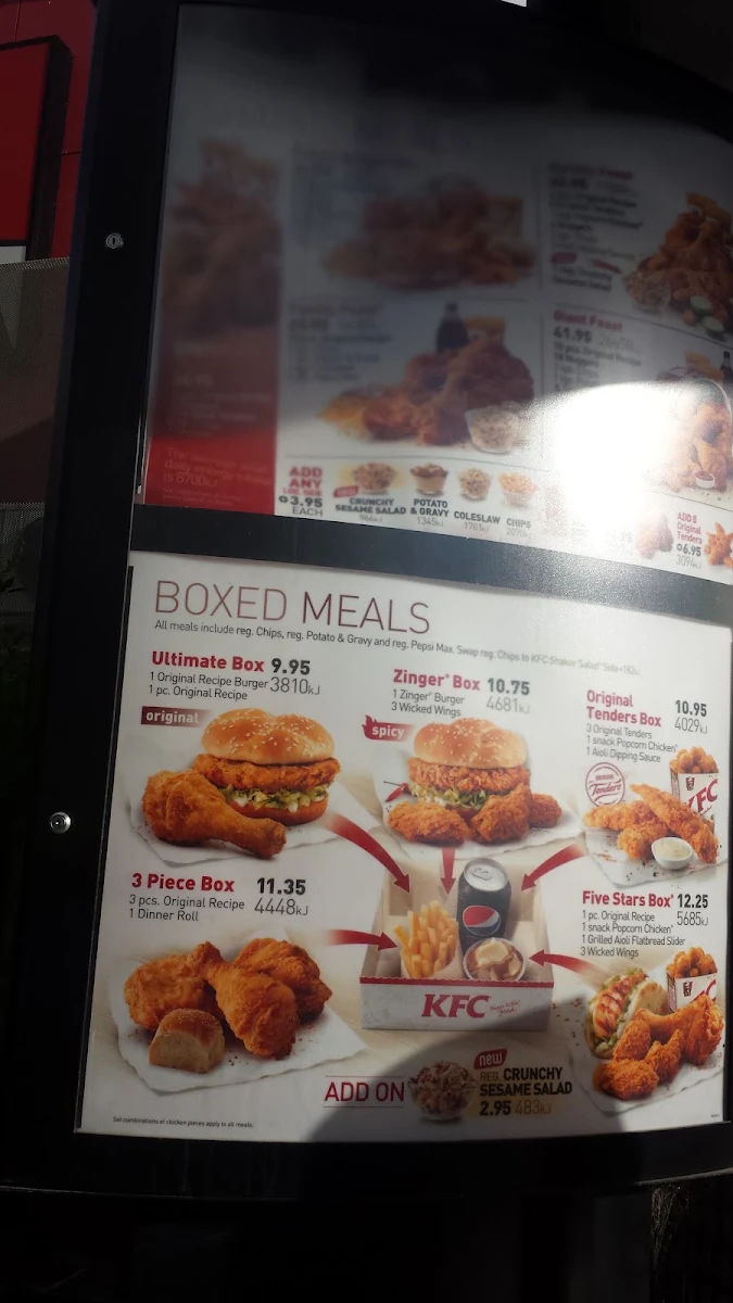 Menu, KFC Keysborough