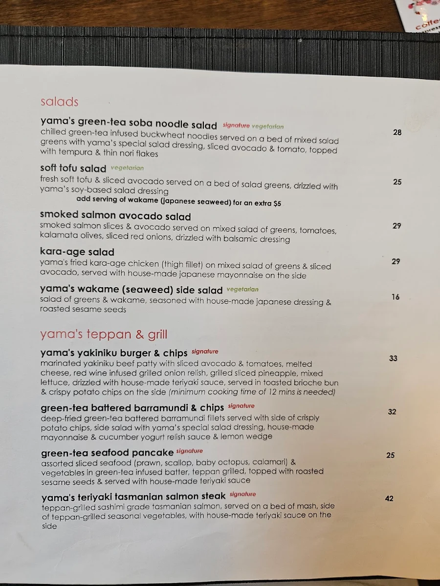 Menu, Yama