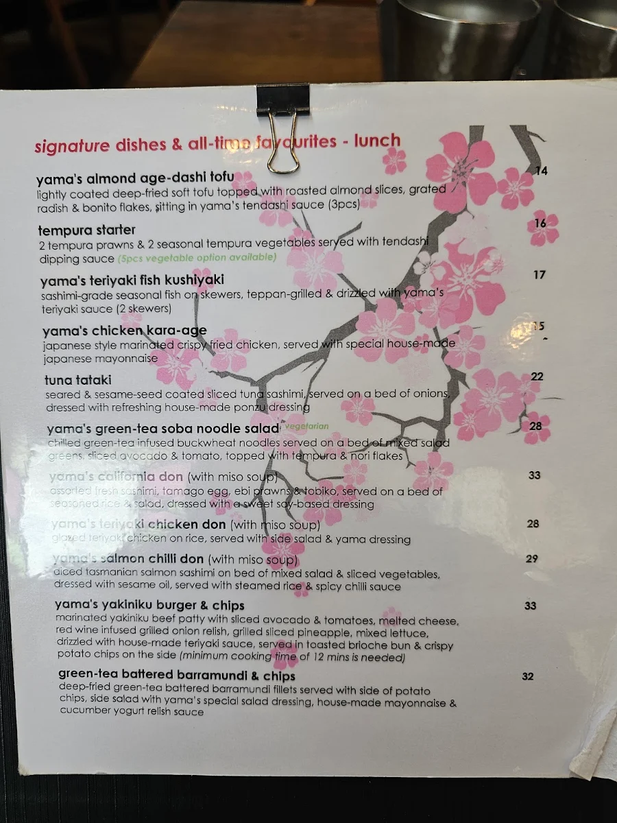 Menu, Yama