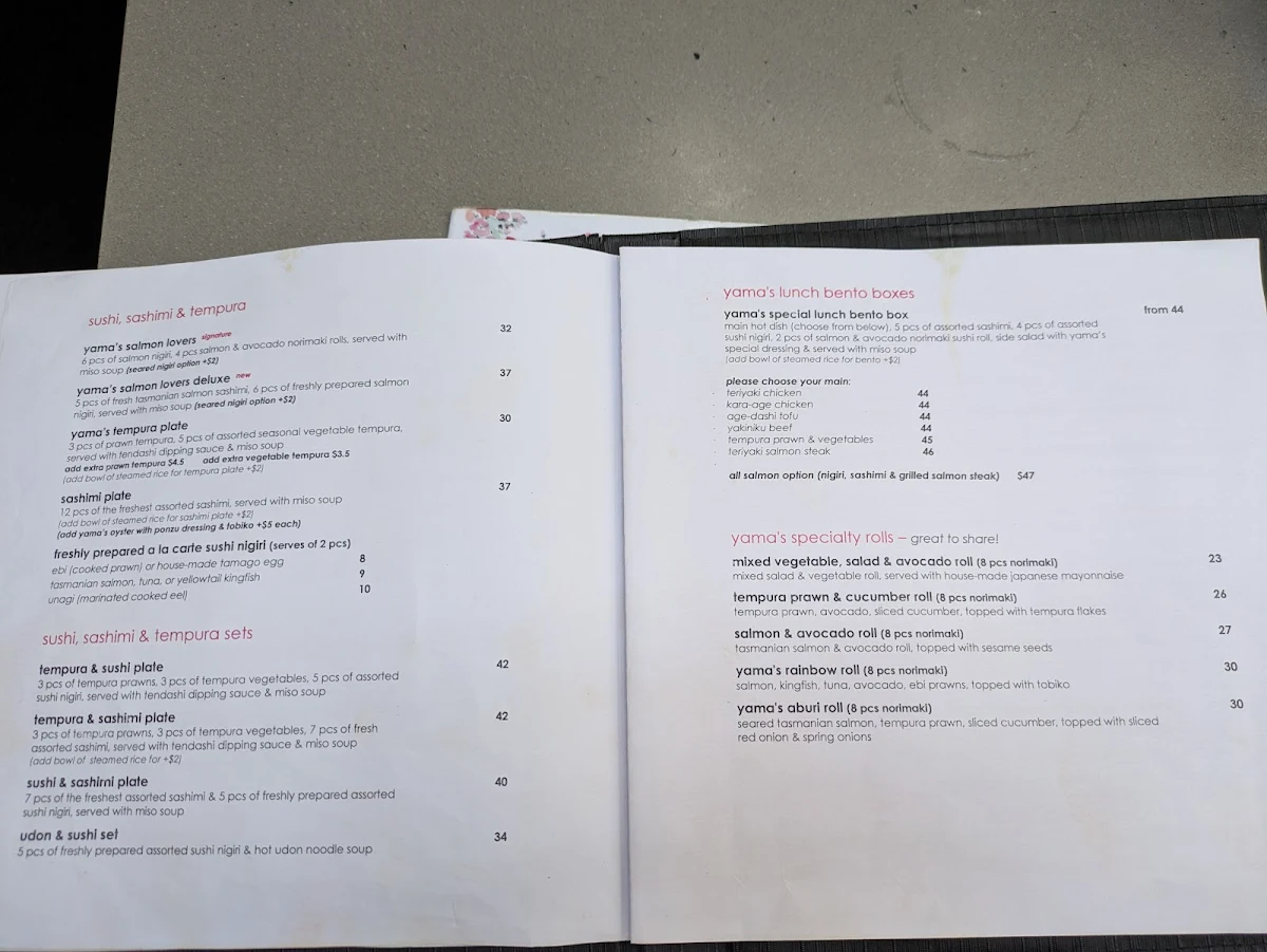 Menu, Yama
