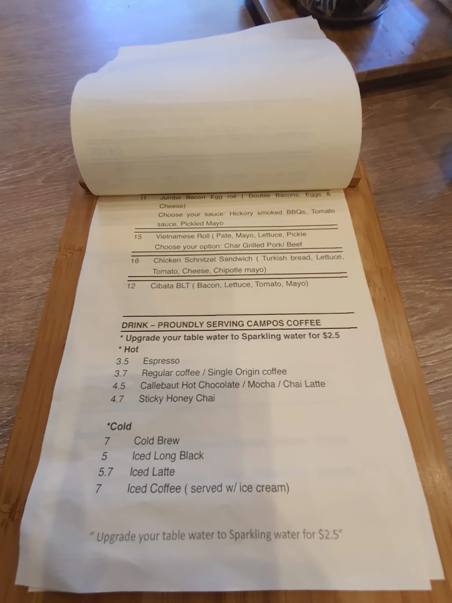Menu, Old Quarter Cafe
