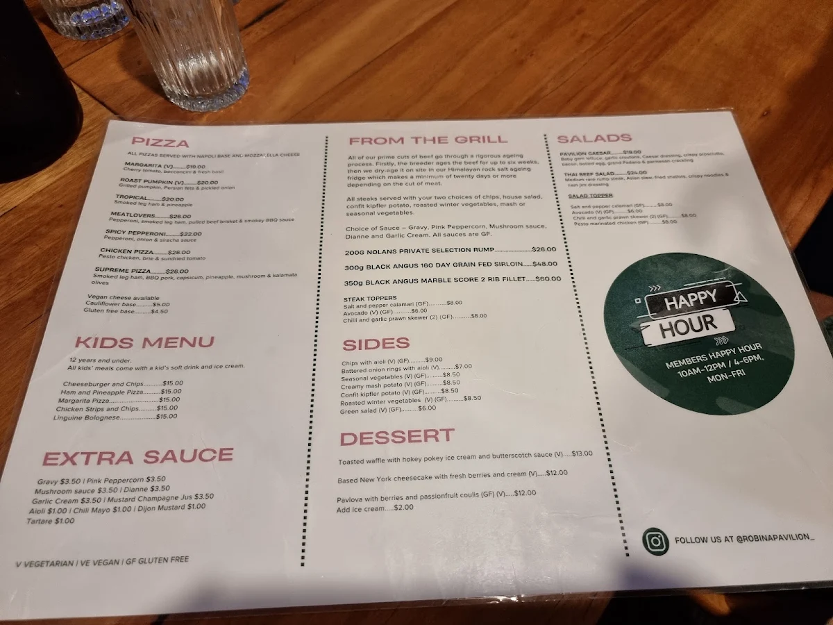 Menu, Robina Pavilion