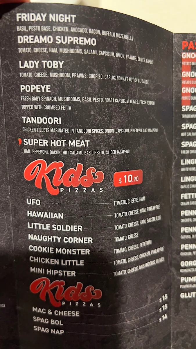 Menu, Pizzacraft & Pasta Co.