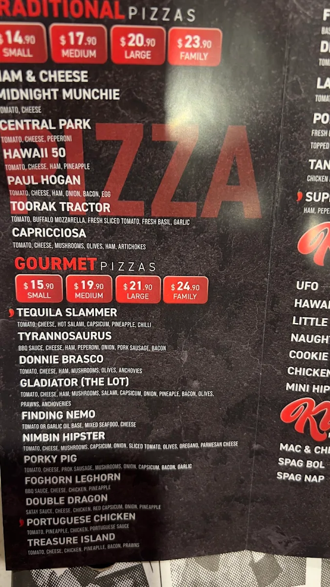 Menu, Pizzacraft & Pasta Co.