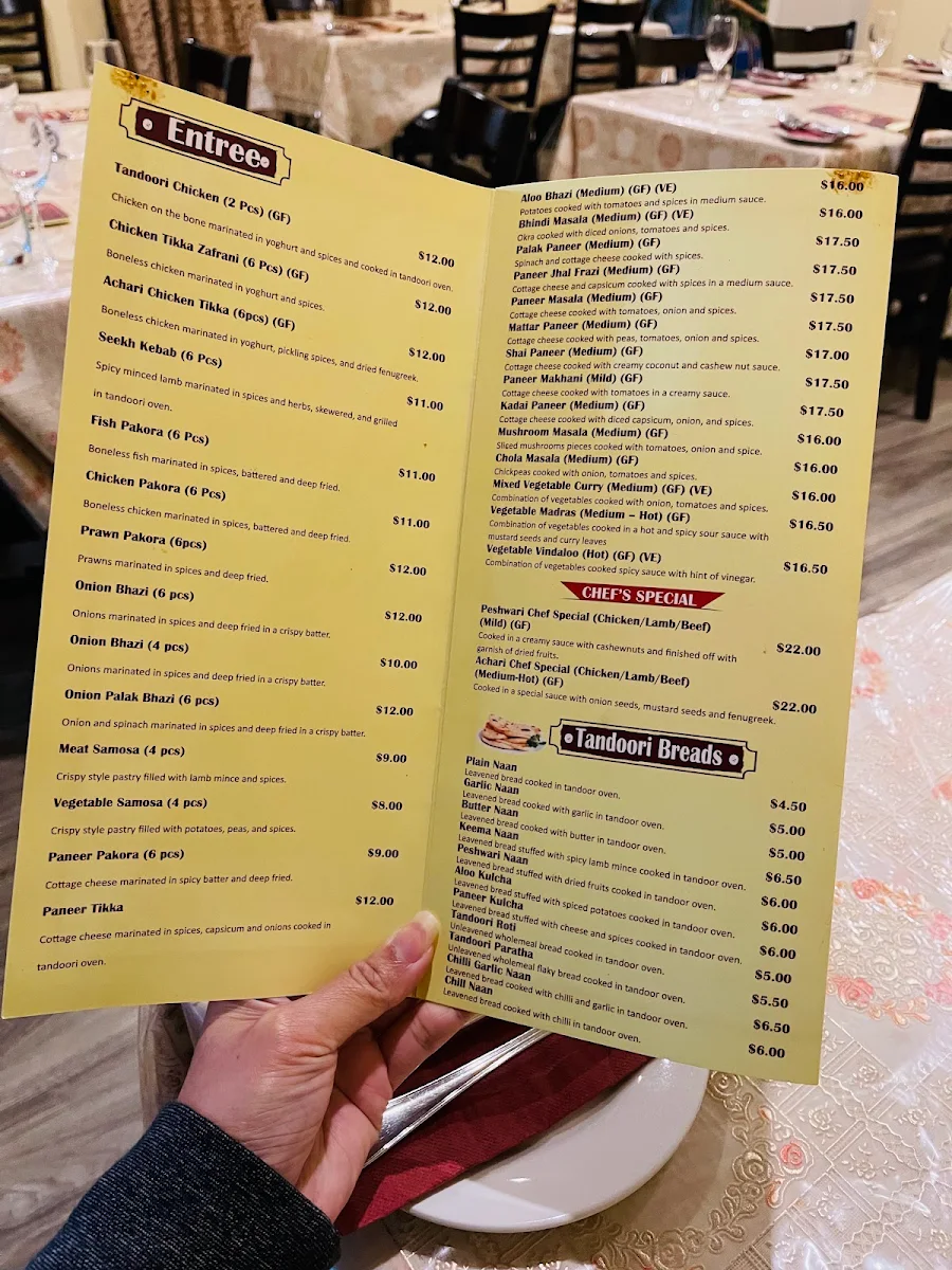 Menu, Mirchi Sizzler Indian Restaurant